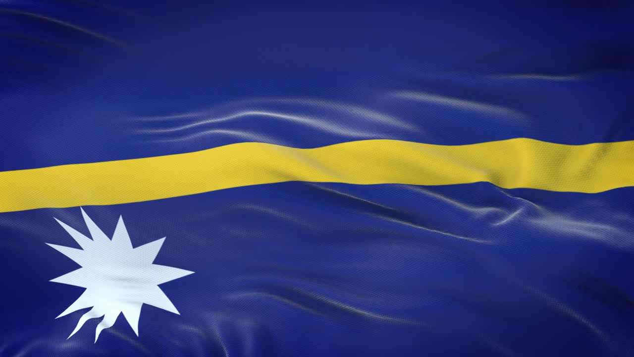 la bandera de nauru ondeando en el viento con una textura de tela muy detallada. bucle sin costuras