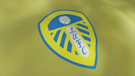 leeds united football club logo on a flag