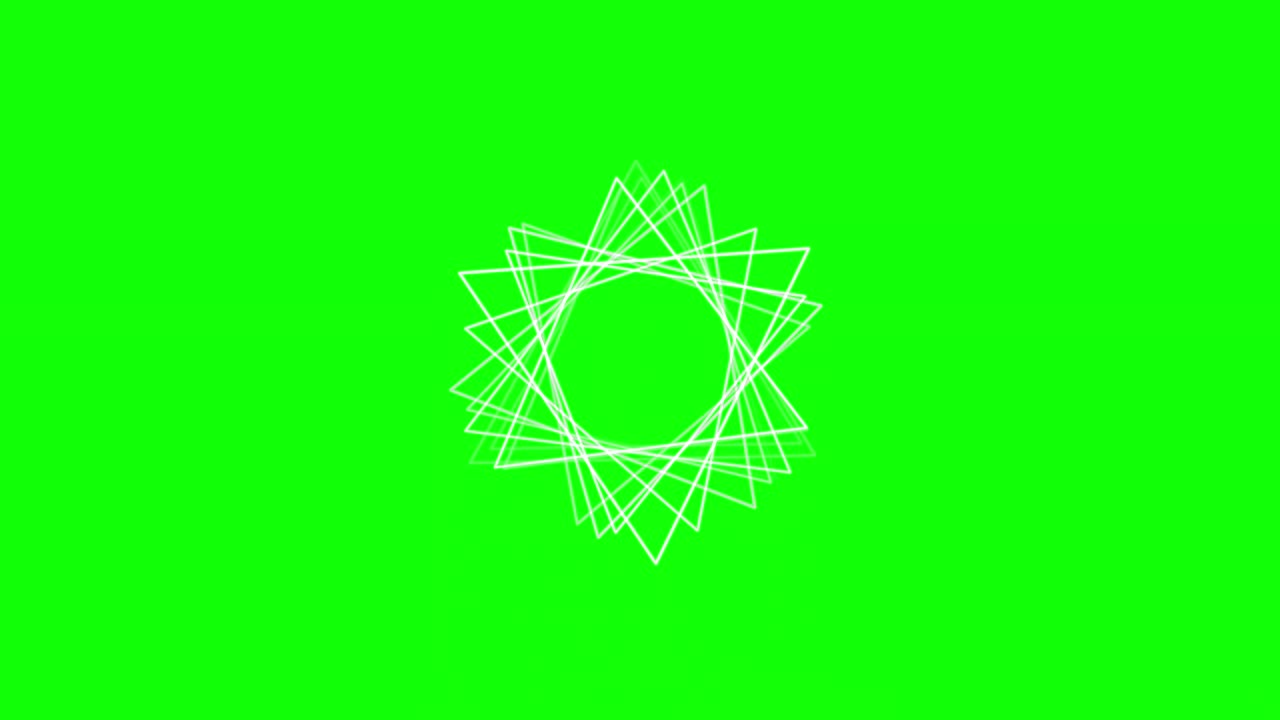 fondo verde y múltiples triángulos móviles