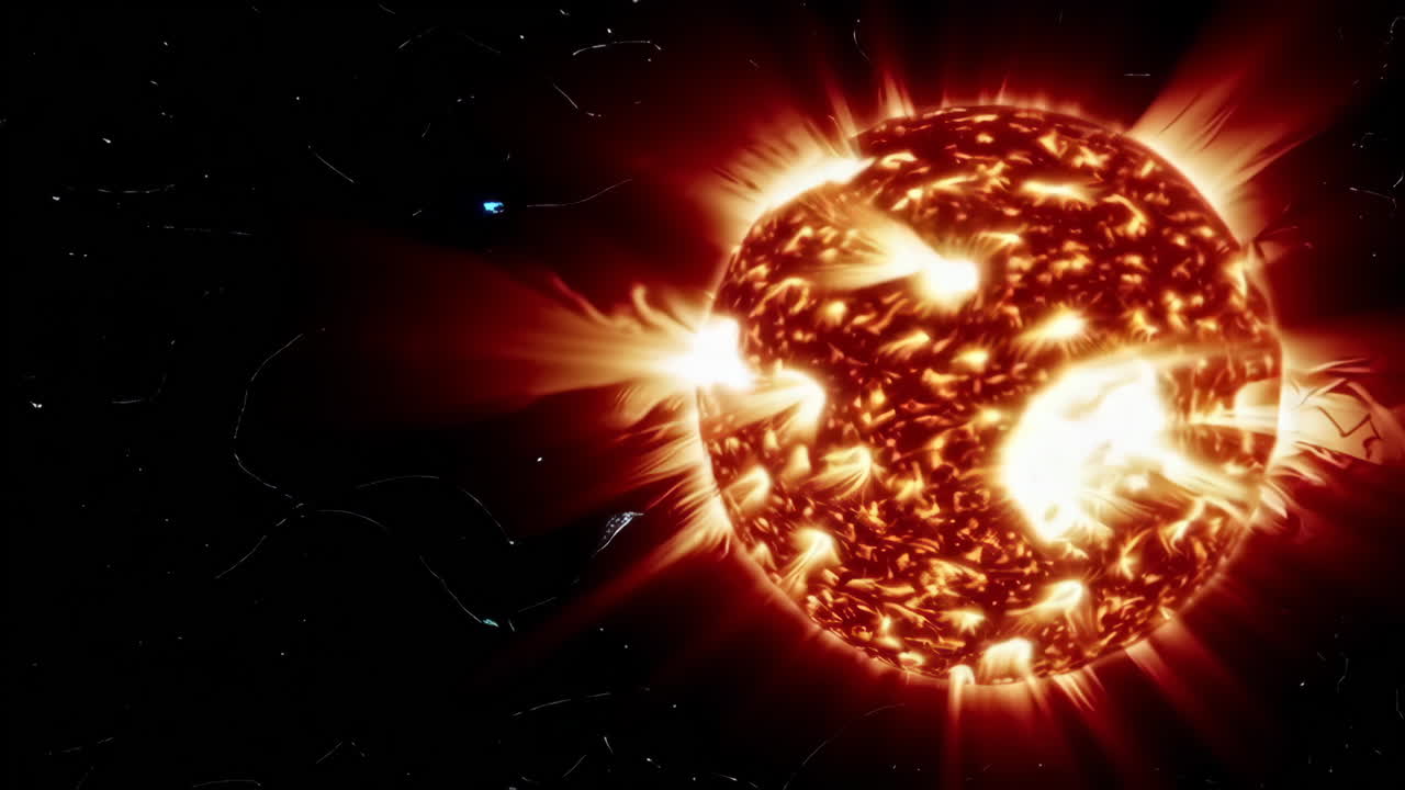 огненное солнце в просторении космоса