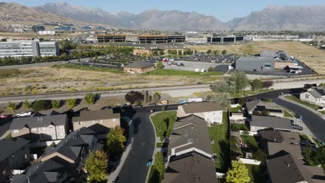 silicon slopes in lehi, utah - push in aerial - suburban business park