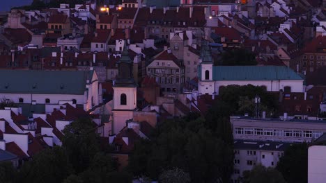 baroque st. hyacinth's church in the new town district of warsaw, poland, aerial