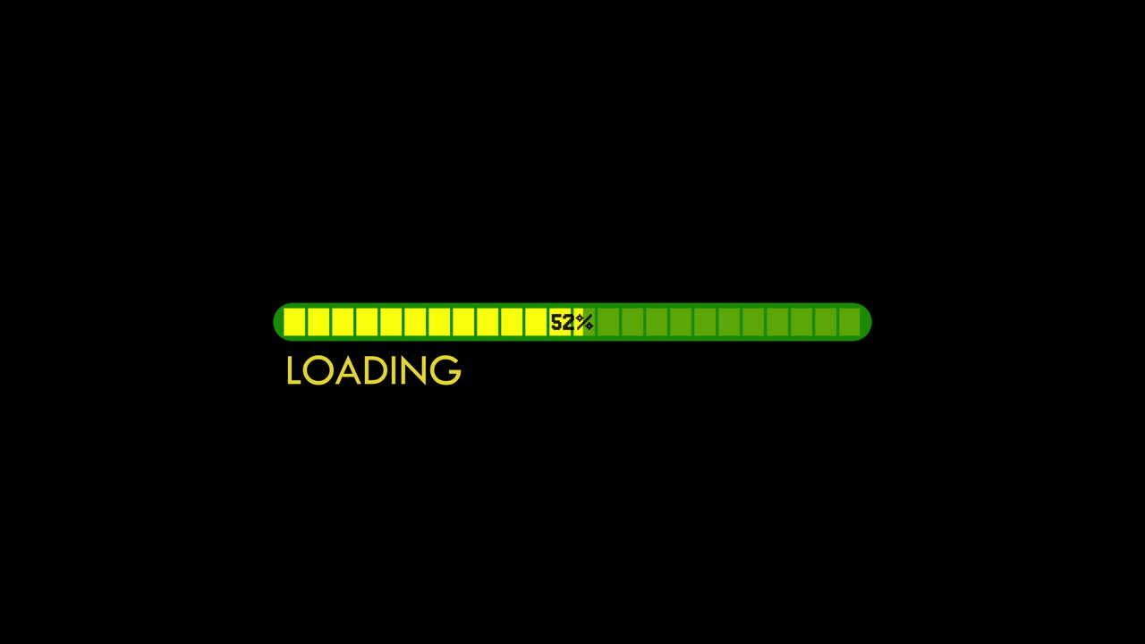 Loading Bar Animation with Percentage Progress on Black Background