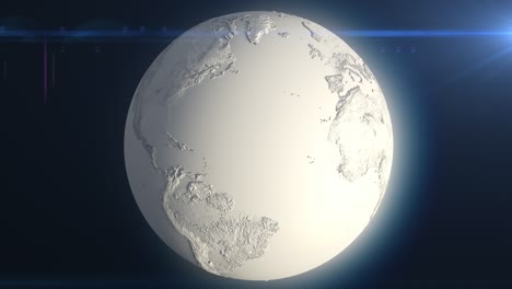 fondo de globo terrestre blanco en bucle, planeta cubierto de nieve y hielo, concepto