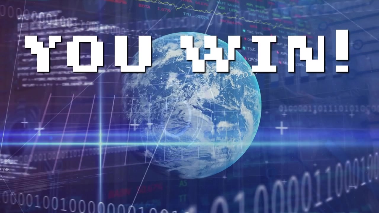 Digital Earth Globe with You Win Text Overlay