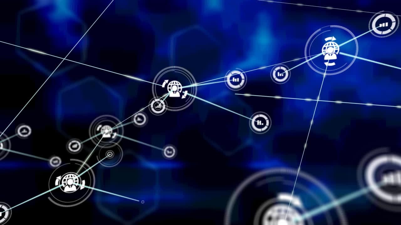 animación de la red de conexiones sobre fondo azul