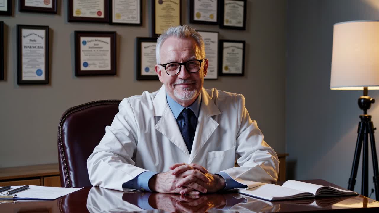 사무실 에서 의사 의 초상화