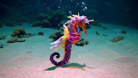 colorful seahorse in a coral reef