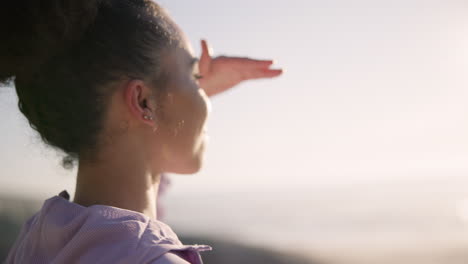 beach, thinking and woman with smile