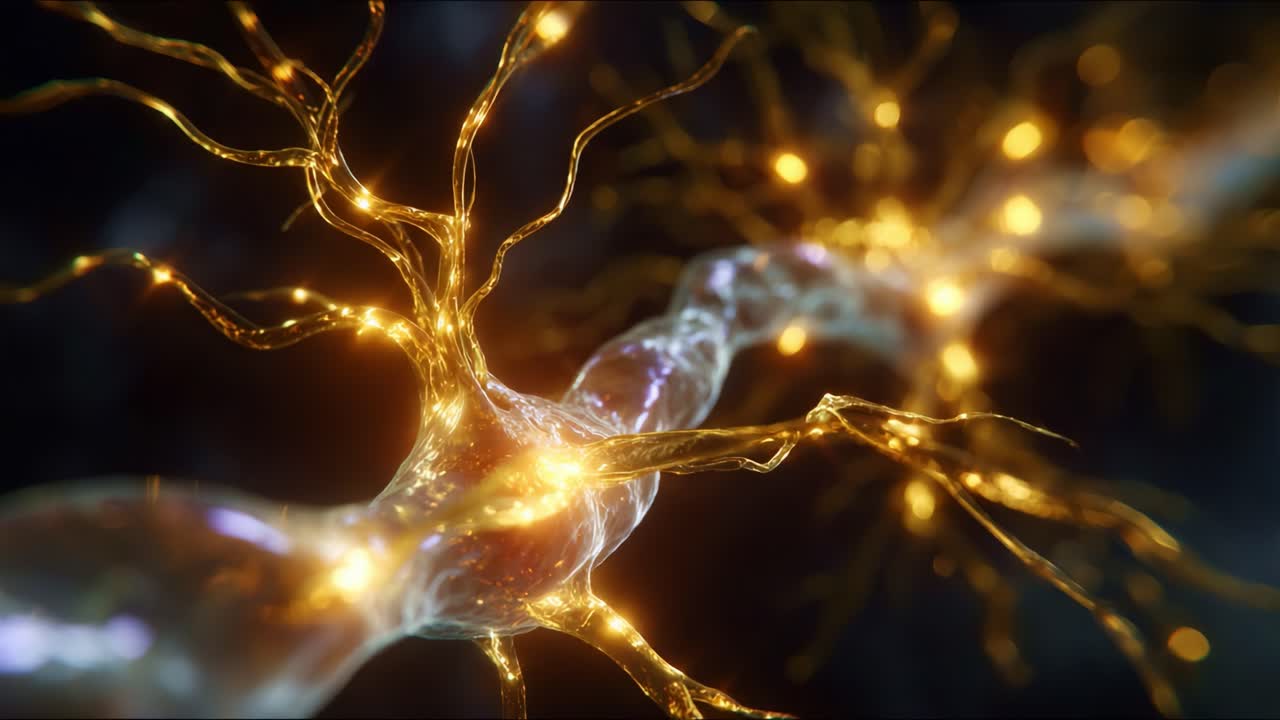 Mesmerizing close-up view of dynamic neurons showcasing intricate structures, glowing synapses, and vibrant neural connections in an abstract representation of the nervous system