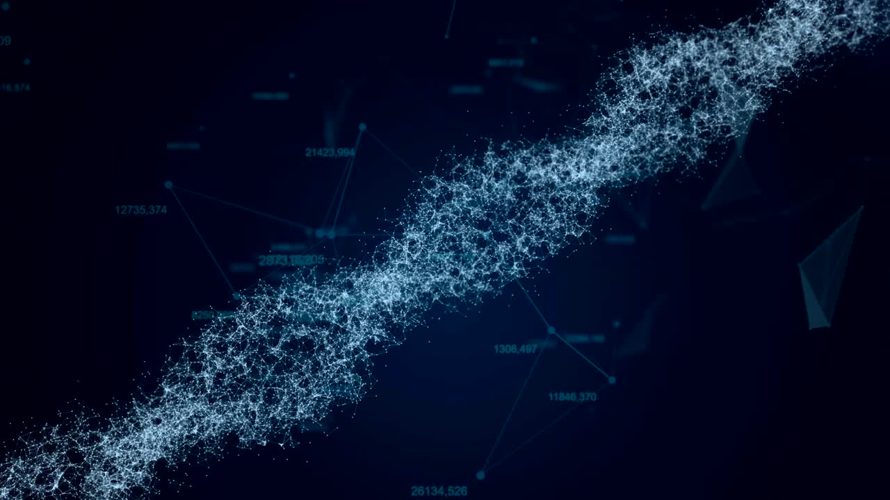Dna and plexus on a blue background. Loop animation