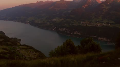 A-reveal-of-a-nice-mountain-lake-with-a-great-backdrop