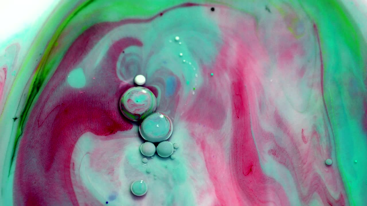 pintura acrílica multicolor. pintura abstracta y burbujas.