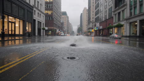 flooding on a city street during a rainstorm