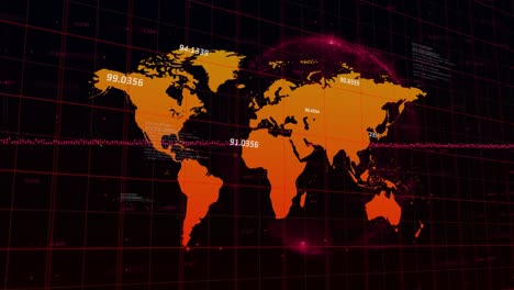 Animación-Del-Procesamiento-De-Datos-Y-Cambios-De-Números-En-La-Cuadrícula-Y-El-Mapa-Mundial.