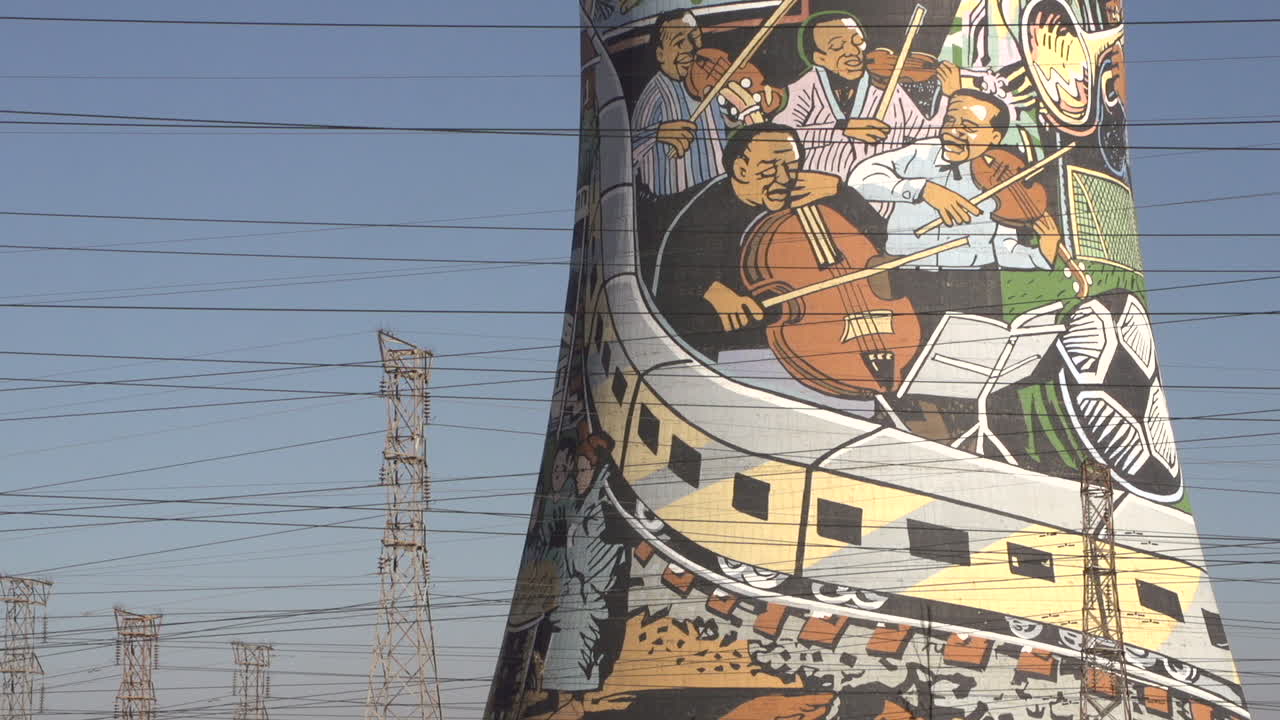 Vibrant Mural on Johannesburg Cooling Towers: A Celebration of Music and Culture