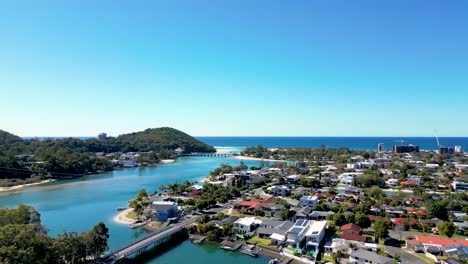 panning south from burleigh hill to kirra point and coolangatta on the gold coast in queensland australia