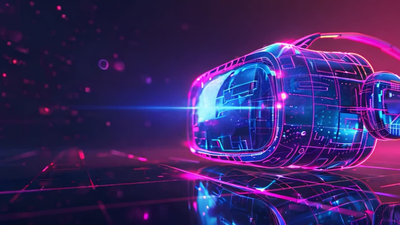Futuristic Virtual Reality Headset in Neon Cyberpunk Style