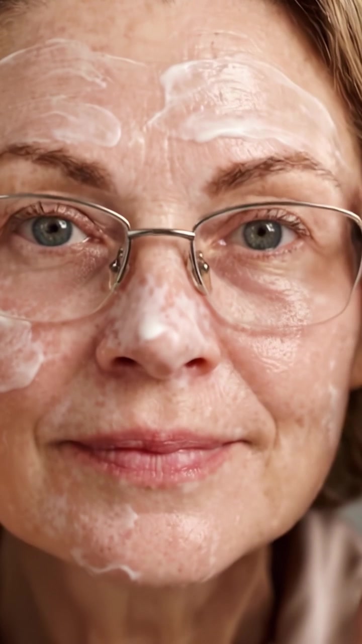 Primo Piano di una Donna Che Applica un Detergente Viso sulla Pelle, Dimostrando una Routine di Skincare con Focus sulle Corrette Tecniche di Pulizia per una Carnagione Sana