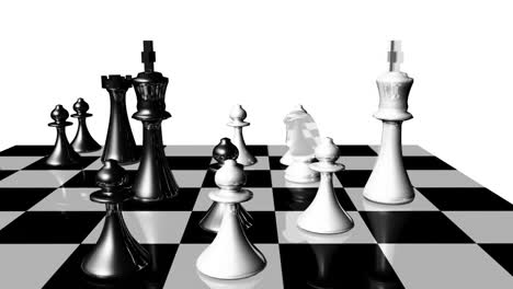 animation of chess set in motion. game over