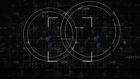 animación del procesamiento de datos digitales en pantallas con fondo negro