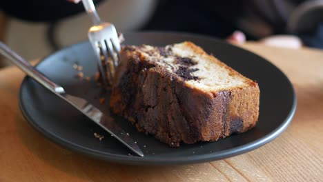 piece of chocolate cake on plate