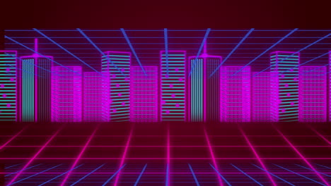 animación de usted ganar con el contorno de la ciudad en el espacio abstracto digital