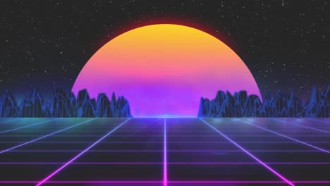 el paisaje cyberpunk retro futurista