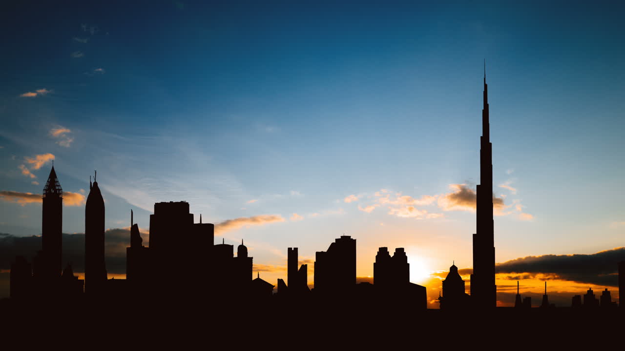 El horizonte de Dubai al atardecer