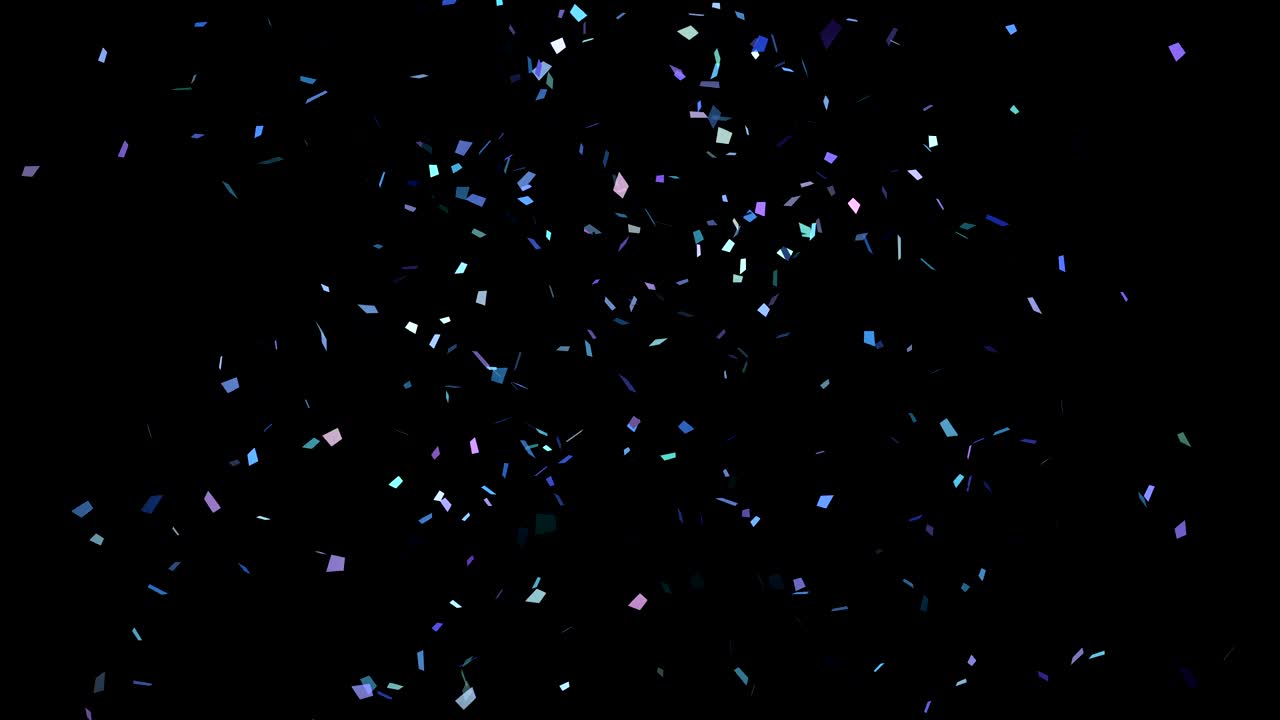 공중으로 아지는 콘페티 대포와 천천히 내려오는 파란색