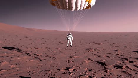 astronaut descent on mars with parachute