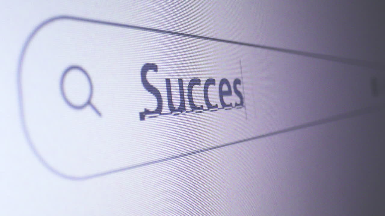 barra del navegador con palabra clave de éxito escrita en la pantalla de la computadora, concepto seo