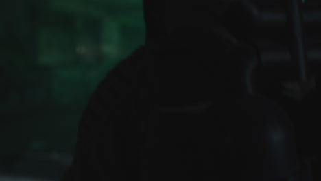 a wounded soldier in the abandoned military complex approaches anomaly
