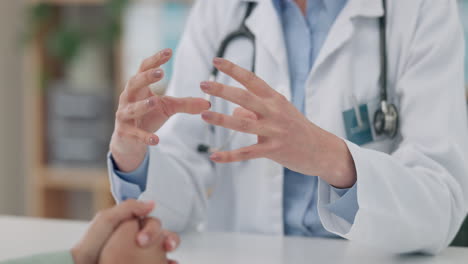 hands, healthcare and a doctor talking to