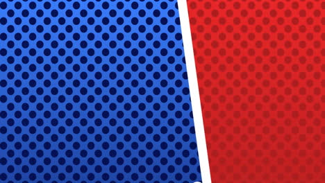 animación de la ilustración de un jugador de béisbol en blanco, sobre un fondo de malla de agujero rojo y azul