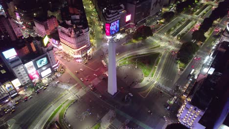 aerial orbit of the buenos aires obelisk on the widest avenue in the world, 9 de julio