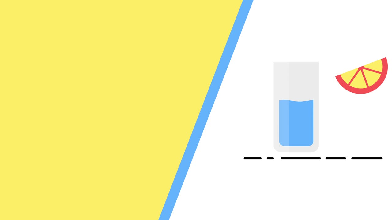 만화의 4k 비디오: 레몬과 함께 물 한 잔