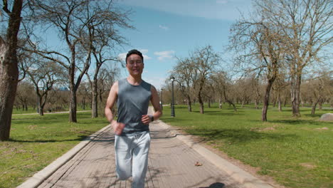 man running in the forest