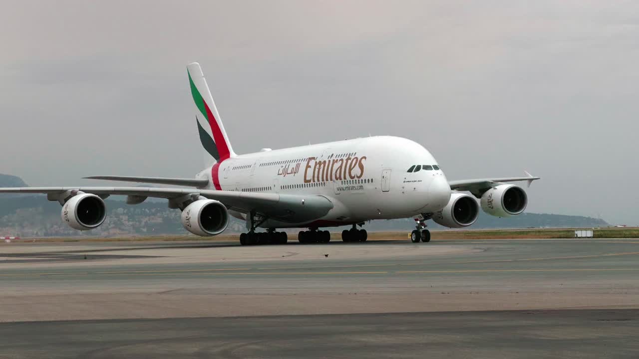 Emirates Airbus A380 at Nice Airport