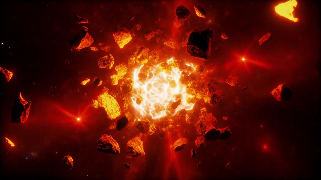 Explodierender Stern oder Supernova mit Trümmern, die im tiefen Weltraum schweben
