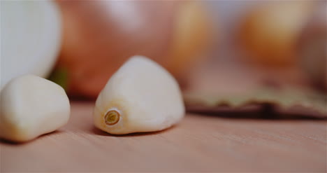 fresh food ingredients on wooden table in kitchen 19