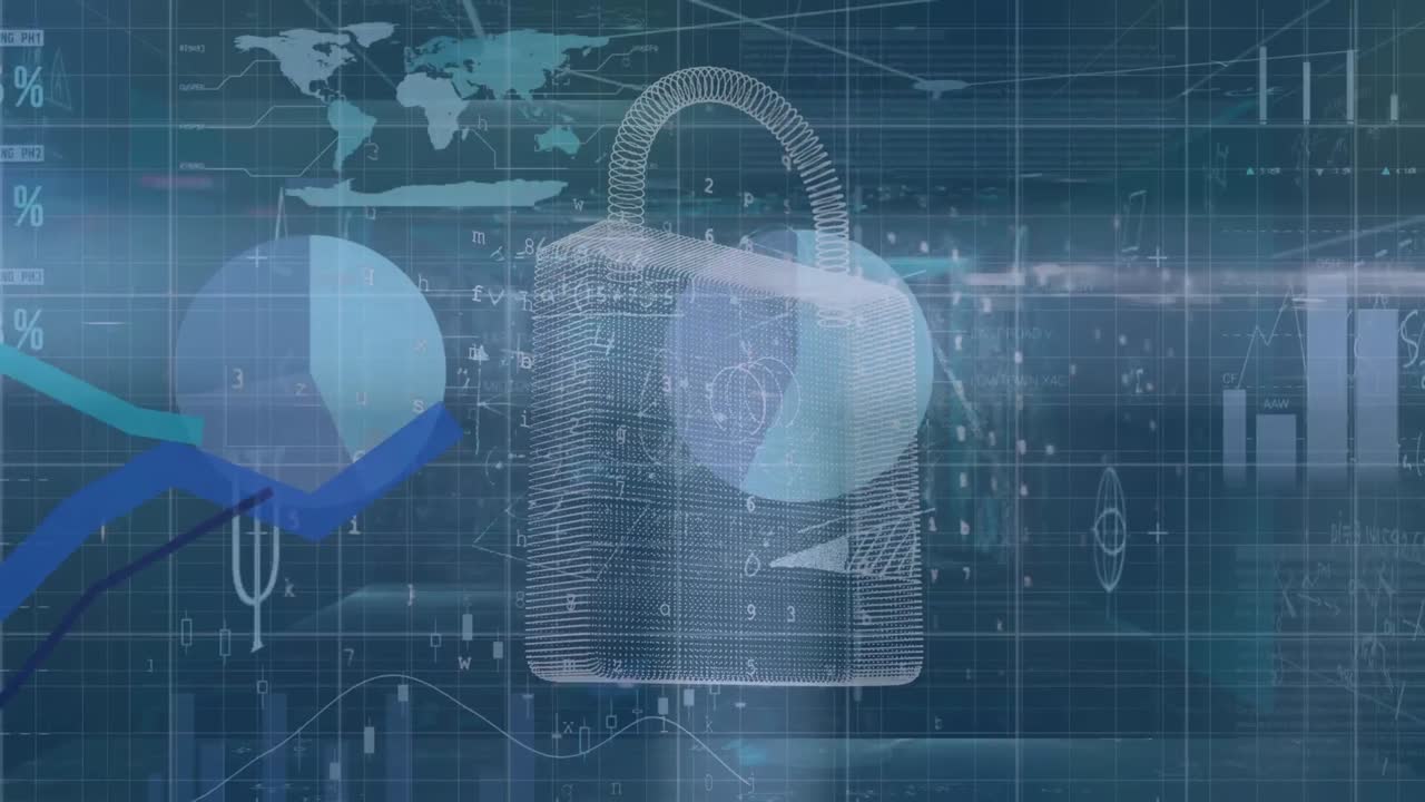 animación del icono del candado sobre el procesamiento de datos