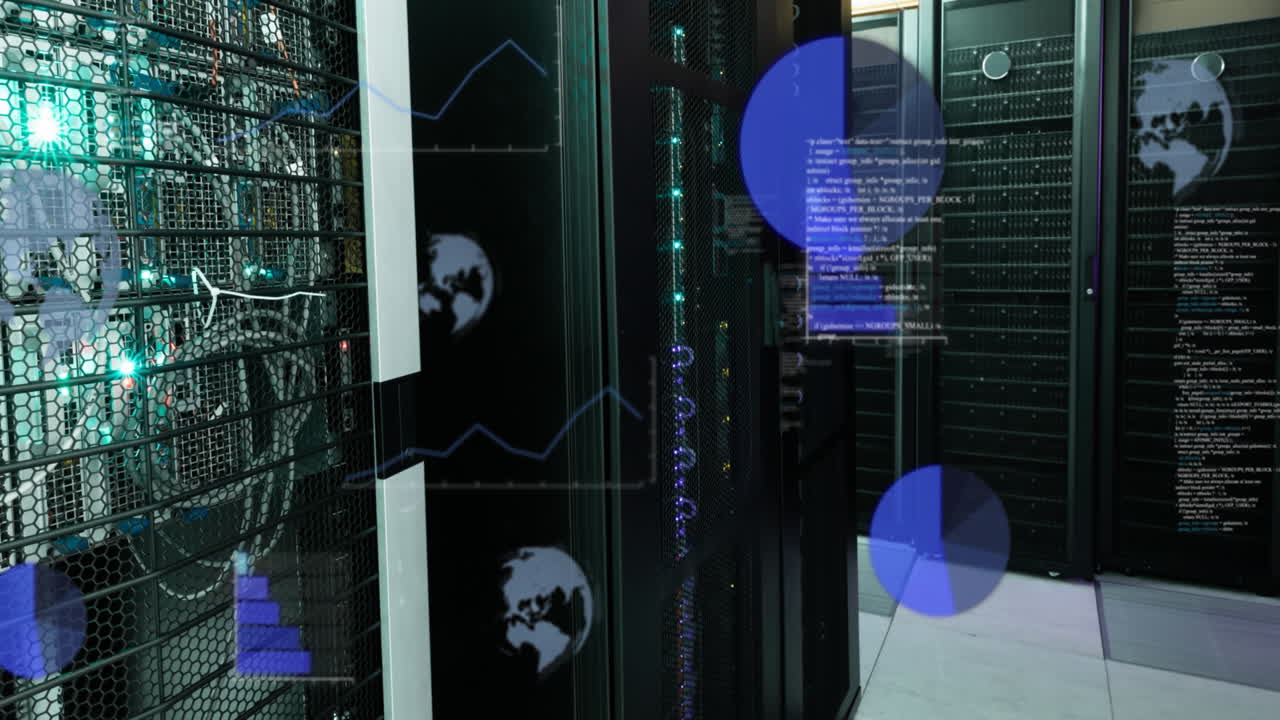 Animation of statistics and data processing over computer servers