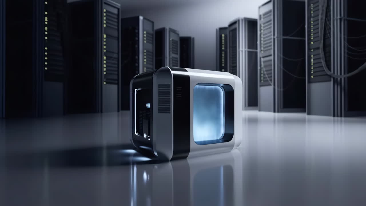 Data center con unità server futuristica