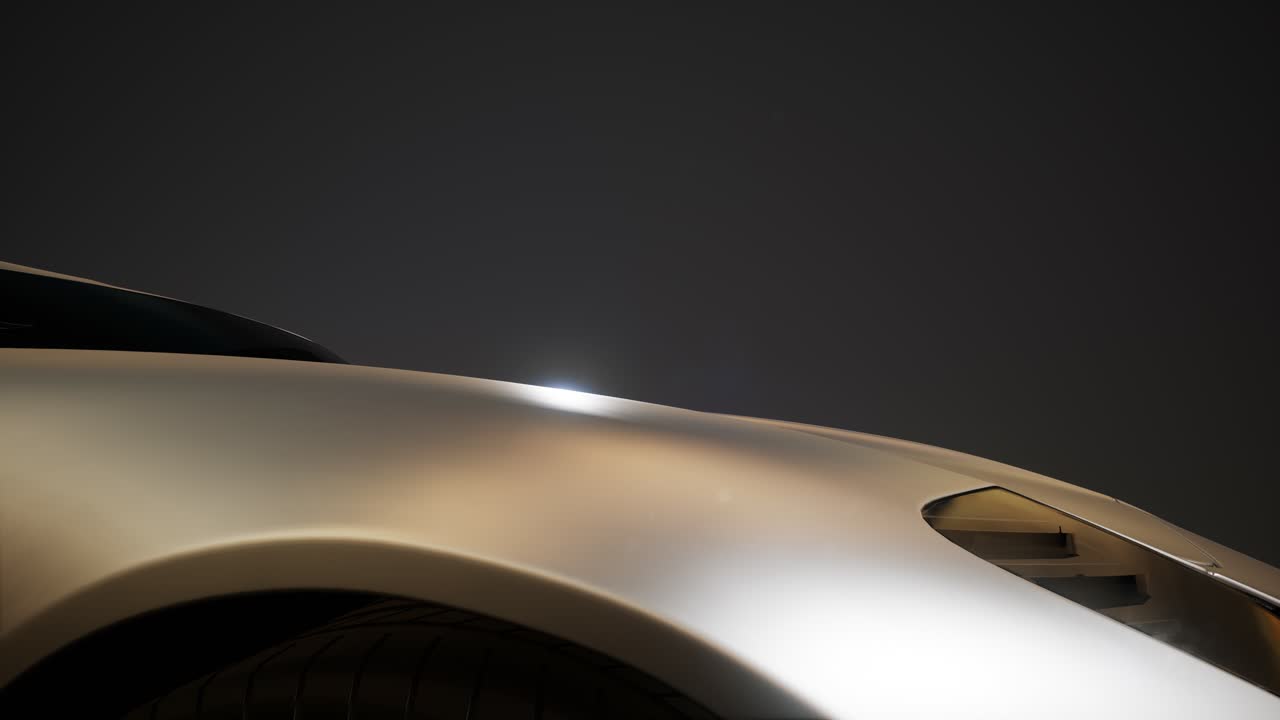 auto sportiva di lusso in uno studio buio con luci brillanti