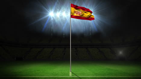 spain national flag waving on flagpole