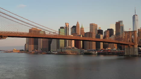 An-aerial-view-over-the-East-River-on-a-beautiful-morning