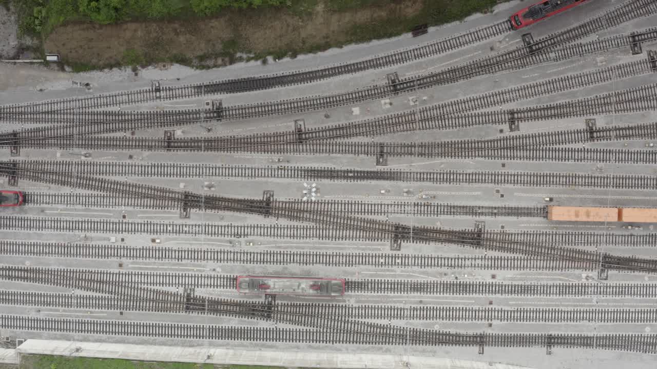 Aerial View of a Busy Train Yard