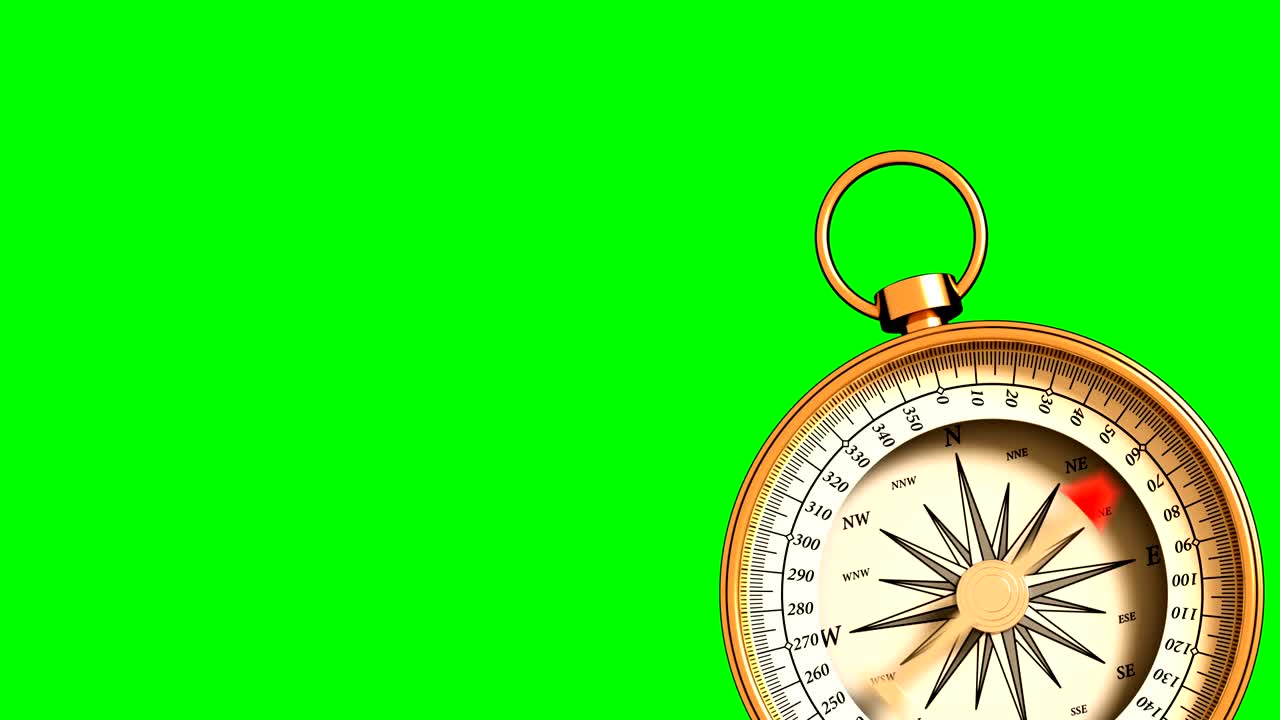 Compass Indicating Direction On Green Screen. 4K. Ultra High Definition.