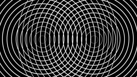 two pulsating circles form concentric white rings moving on a black background